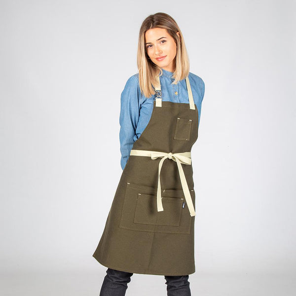 Contrast Herringbone Apron