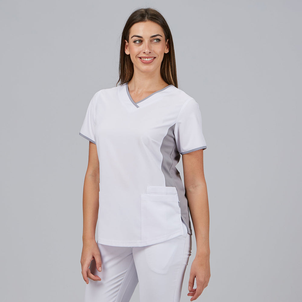 Túnica de mulher decote V com contraste