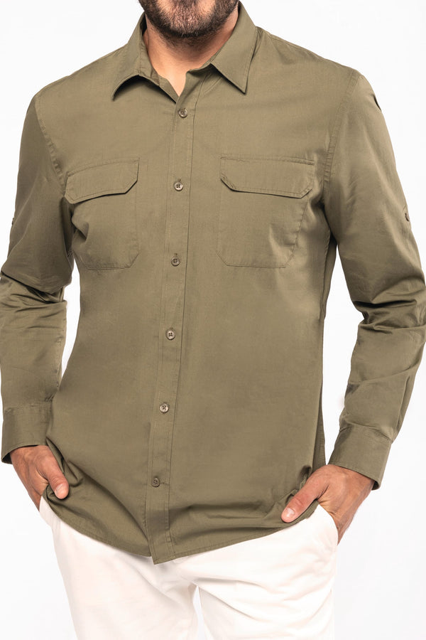 Camisa Safari unissexo de manga comprida