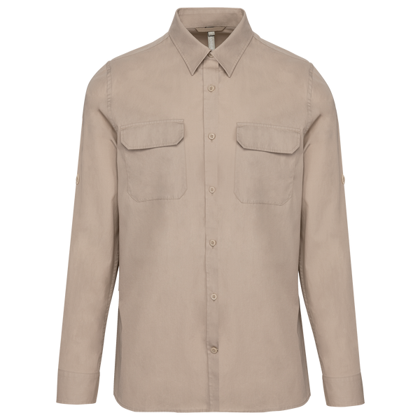 Camisa Safari unissexo de manga comprida