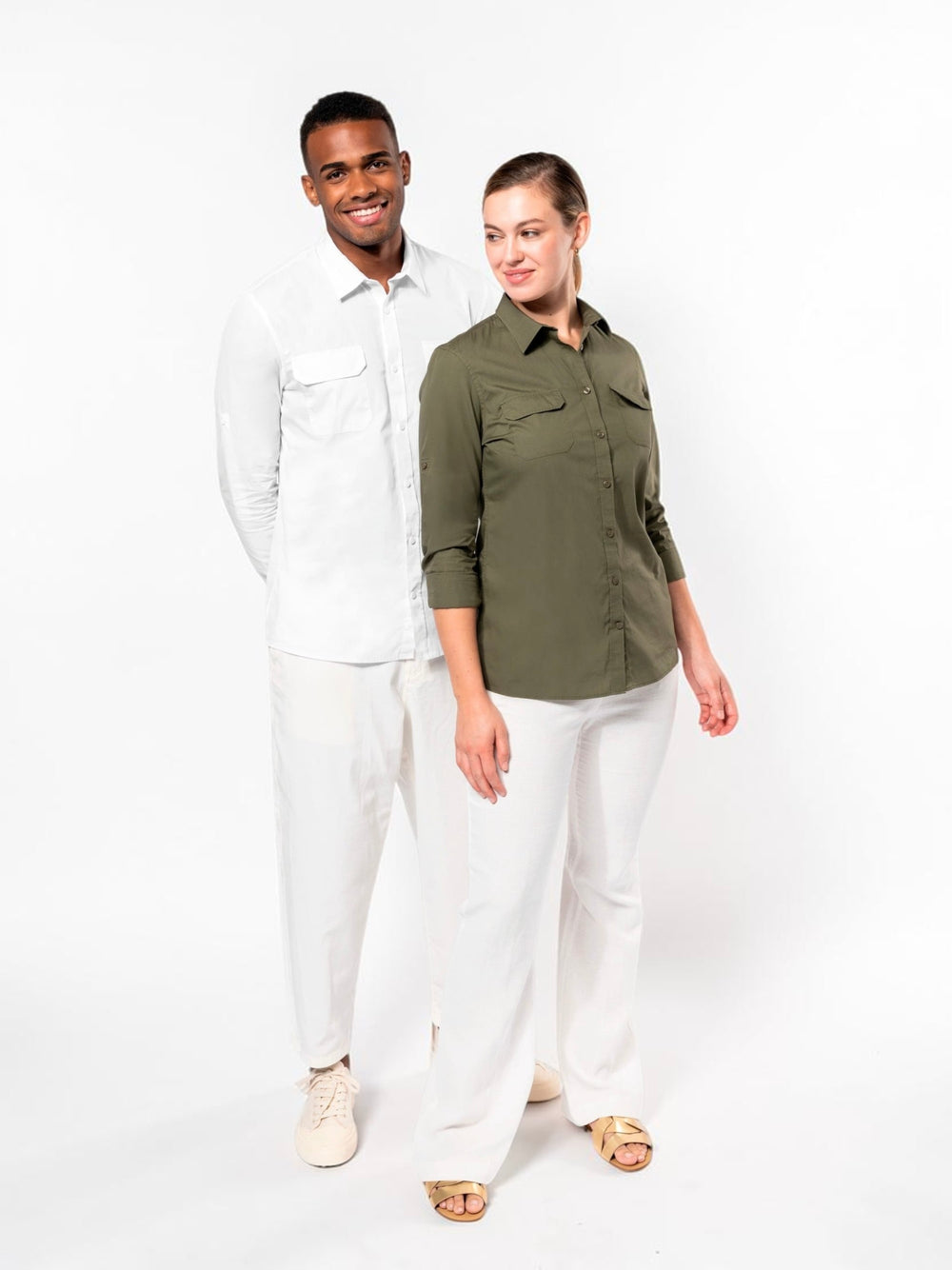 Camisa Safari unissexo de manga comprida