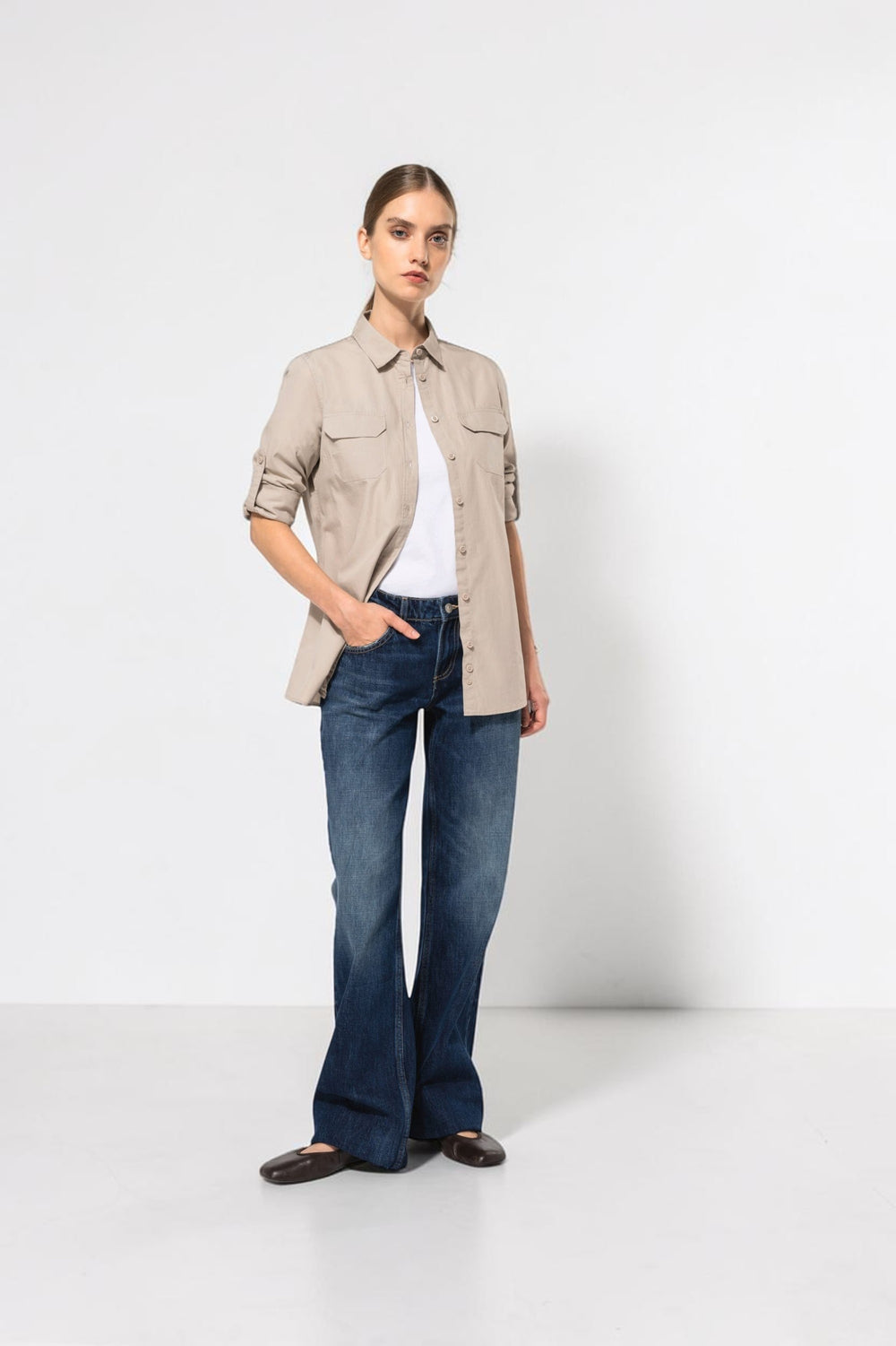 Camisa Safari senhora de manga comprida